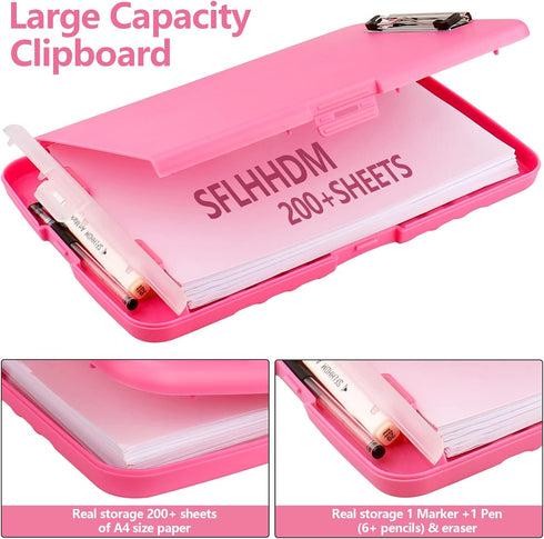 Clipboard with Storage, Side Open Nursing Clipboard Foldable Storage, Nurse Clipboards with Low Profile Clip, Waterproof Plastic Clipboards for Of...