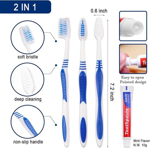 10 Pack Disposable Toothbrushes with Toothpaste Individually Wrapped, 10g Travel Toothpaste Single Use Manual Toothbrush Kit for Adults Guests Tra...