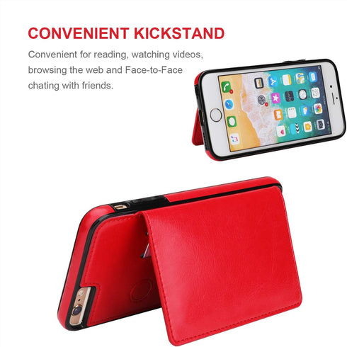 KIHUWEY Compatible with iPhone 6 Plus/6S Plus Wallet Case with Credit Card Holder, Premium Leather Kickstand Durable Shockproof Protective Cover f...