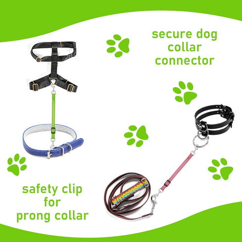 2PCS Reflective Dog Safety Collar Clips, Adjustable Nylon Pet Collar Double Ended 360 Degree Rotatable Backup Clasp Clips Dog Collar Harness Conne...