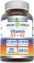 Amazing Formulas Vitamin D3 5000 IU with Vitamin K2 100 Mcg| 250 Veggie Capsules | D3 + K2 Complex | Non-GMO | Gluten Free | Made in USA...