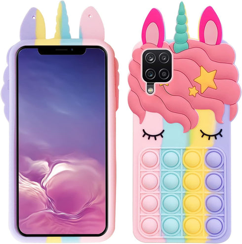 for Samsung Galaxy A12 5G Phone Case, for Samsung A42 5G Case with Strap Lanyard Push Pop Bubble 3D Cartoon Toys Funny Kawaii Cute Silicone Shockp...