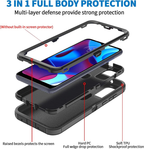 Anloes Case for Moto G Pure 2021/G Play 2023/G Power 2022, Motorola G Pure Phone Case Heavy Duty Shockproof Dustproof Protection, 3 in 1 Rugged De...