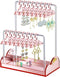 NiHome Acrylic Earring Holder Stand with Organizer Tray for Home, Store, Exhibition - Mirror-Finish 2-Tiered Display with 16 Mini Hangers for Tang...