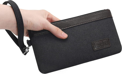 Canvas Wristlets Bag Clutch Purses Wallet Slim Credit Card Holder Clutch with Removable Strap Cell Phone Wallet...