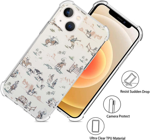 Wild West Adventure Case Compatible with iPhone 15 Plus, West Cowboy Desert Scenery Cover for iPhone 15 Plus, Cool Cute TPU Bumper Phone Case Cove...