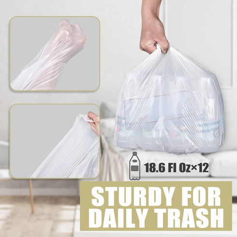 Small Trash Bags 4 Gallon - 100 Count 4 Gallon Trash Bag, Small Garbage Bags for Office Bedroom Bathroom Trash Bags, White 4 Gal Small Trash Can L...