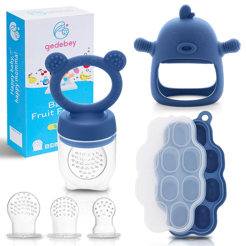 Baby Fruit Feeder & Breastmilk Popsicle Molds – (3-Pack) Teething Relief Set with Mesh & Silicone Pacifiers, Freezer Tray, Food Feeder for 0–12 Mo...