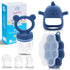 Baby Fruit Feeder & Breastmilk Popsicle Molds – (3-Pack) Teething Relief Set with Mesh & Silicone Pacifiers, Freezer Tray, Food Feeder for 0–12 Mo...