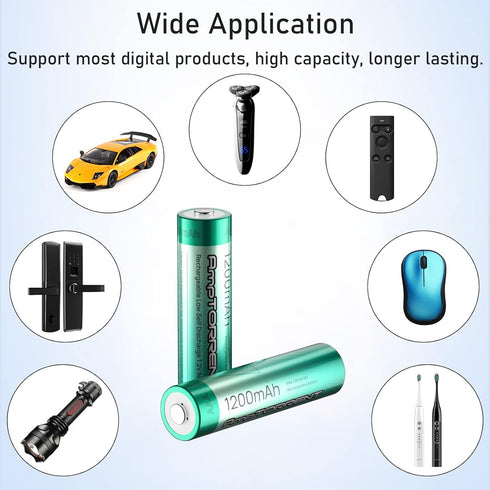 AAA Rechargeable Battery, 1200mAh NiMH Rechargeable AAA Batteries, 1.2V AAA Batteries Rechargeable Long Lasting, Rechargeable Battery 8 Pack, Low ...