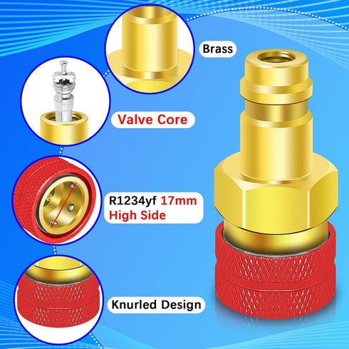 R1234yf to R134a Adapter, 1234yf to 134a Adapter Kit, R1234yf to R134a Conversion Adapters, High/Low Pressure Side R134a Adapter Convert to R1234y...