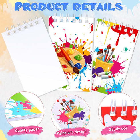 24 Pieces Art Painting Party Mini Notebooks Paint Art Party Favors Art Paint Spiral Notepads Art Theme Party Small Pocket Notepads for Kids Paint ...