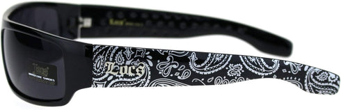 Locs Mad Dog Hardcore Gangster Cholo Narrow Rectangular Sunglasses Black Bandana...