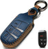 Leather Car Key Fob Cover Compatible with Jeep Keyless Remote Control Grand Cherokee Dodge Challenger Charger Dart Durango Journey Chrysler 200 30...