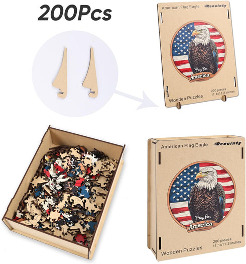 Wooden Puzzle for Adults, Eagle Wooden Jigsaw Puzzles(11.1 * 11.2in-200pcs), Beautiful Wooden Puzzle with Box Birthday Gifts for Adults and Kids F...