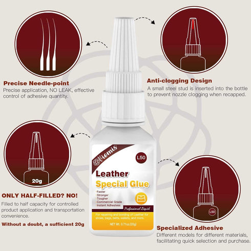 20g Leather Glue, Special Fabric Adhesive for Leather Craft, Shoe Repair, Furniture Upholstery, DIY | Strong Bonding Permanent Clear Washable for ...