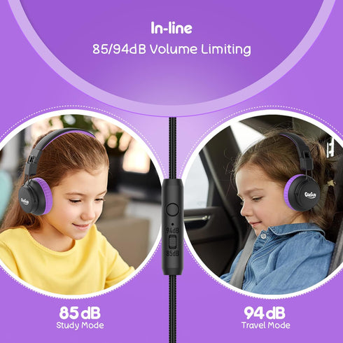 gorsun Kids Headphones, Headphones for Kids for School, 85dB/94dB Volume Limited, Wired Headphones with Mic, Sharing Function, Adjustable Toddler ...