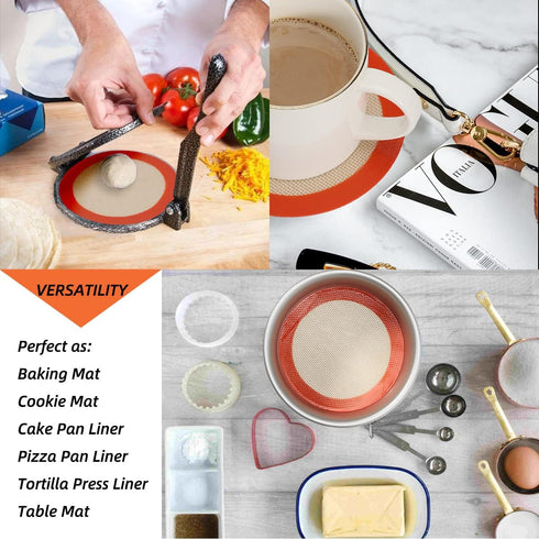 6 Inch Round Baking Mats, Food Grade Silicone Mats for 6 Inch Cake Pan/Tortilla Maker, 6 Inch Tortilla Press Liner, for Small Cake/Tortilla/Pie/Pi...