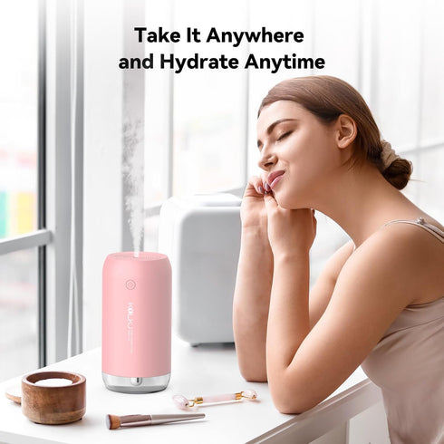 Portable Mini Humidifier, Small Cool Mist Humidifiers 350ml Quiet USB Personal Desktop Air Humidifier for Bedroom Home Plants Car Baby indoor Offi...