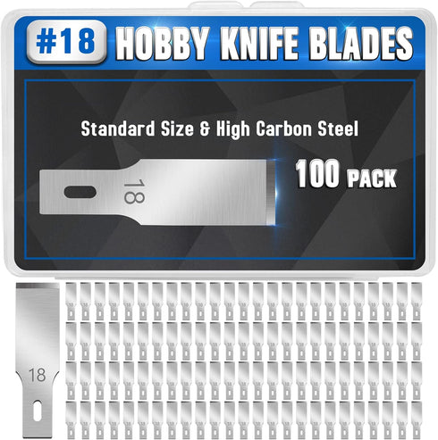 DIYSELF 100 Pack Exacto Knife Blade Refills #18, Hobby Blades Replacement, #18 Craft Knife Blades for Scrapbooking, Stencil, High Carbon Steel Exa...