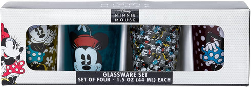 Silver Buffalo Disney Vintage Minnie Mouse 4 Pack Mini Glasses Set, 1.5 Ounce...