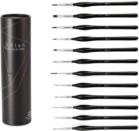 Elan Detail Paint Brush Set, 12 Oil Paint Brushes for Acrylic Painting, Small Paint Brush Fine Detail Set, Watercolor Brushes Set, Artist Brushes,...