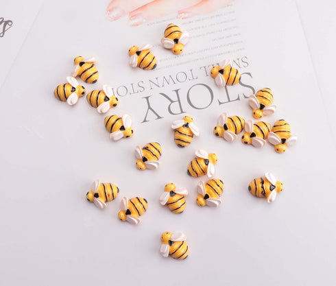 Sowaka 20 Pcs Mini Bee Ornaments Tiny Resin Flatback Embellishment Bumble Bee for Hair Clip DIY Craft Art Project Home Garden Decoration Supplies ...