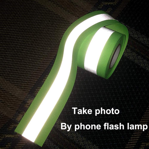 JINBING Silver Sew On Reflective Tape for Clothing Safety Fabric Webbing Trim Strip Green 2" x 33ft...