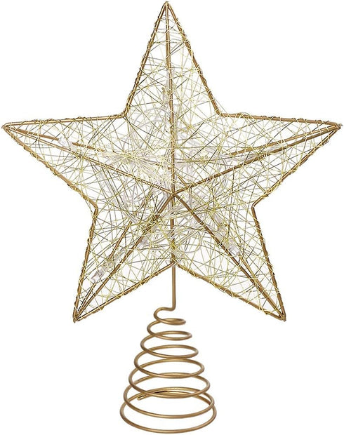 Cabilock Tree Topper Star Christmas LED Star Tree Topper Battery Operated Treetop Sparkly Ornament Xmas Glitter Treetop Shiny Decoration (Gold)...