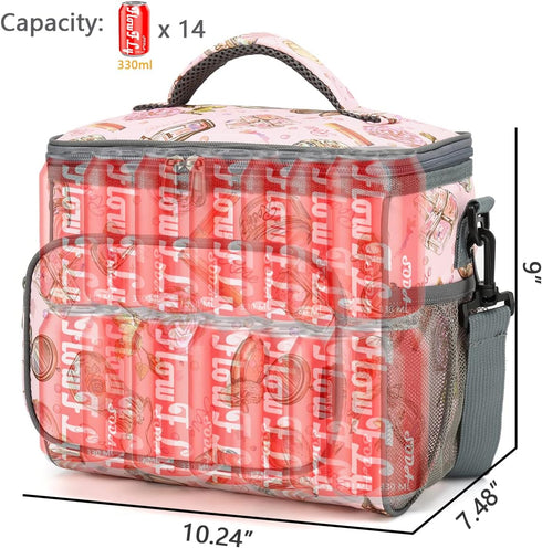 FlowFly Insulated Reusable Lunch Bag Adult Large Lunch Box for Women and Men with Adjustable Shoulder Strap,Front Zipper Pocket and Dual Large Mes...