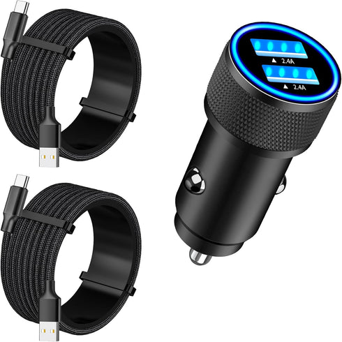 ?MFi Certified?iPhone 15 Fast Car Charger, SDNCIE 4.8A Dual USB Car Power Cigarette Lighter USB-C Car Charger Fast Charging + 2Pack Type-C Braided...