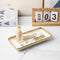 10 * 5" Granite Texture Fine Porcelain White Tray with Golden Edge,Decorative Vanity Tray for bathroom. for Jewelry storage, Ring & Key Holder, Ba...