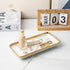 10 * 5" Granite Texture Fine Porcelain White Tray with Golden Edge,Decorative Vanity Tray for bathroom. for Jewelry storage, Ring & Key Holder, Ba...