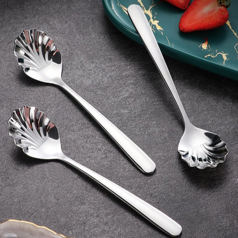 Csinos 304 Stainless Steel Spoon Shell Shape Flatware Spoon Set...