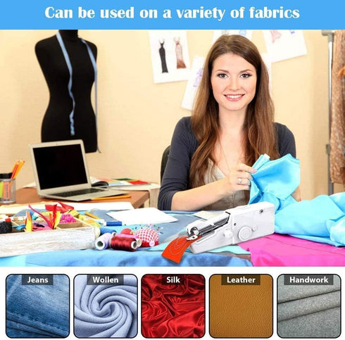 Handheld Sewing Machine, Mini Portable Sewing Machine, Electric Household Quick Repairing Tool with Measure Tape for Fabric, Kids Cloth, Handicraf...