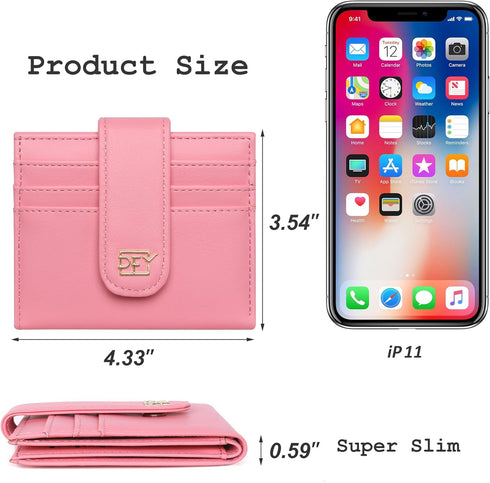 GEEAD Small Wallets for Women Slim Bifold Credit Card Holder Minimalist Zipper Coin Pocket (Rose)...