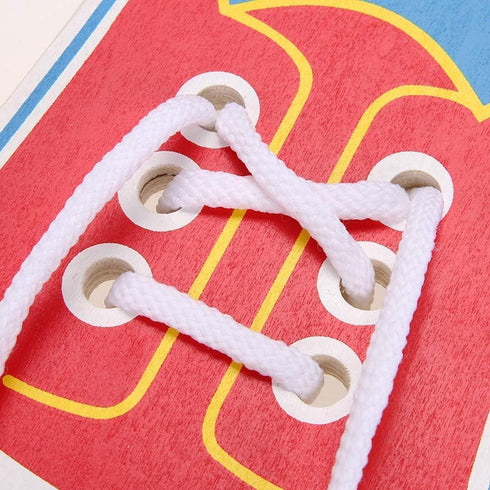 Red Wooden Learn to Tie Your Own Shoes Threading Lacing Shoes Training Early Learning Kits for Kids | Threading Lacing Shoes Training Board Kids E...