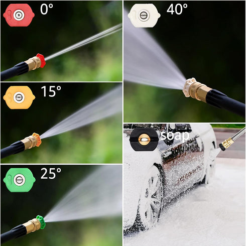 Pressure Washer Tips Pressure Washer Nozzle Tips 4500 PSI, Universal Multiple Degrees (0?15?25?40?Soap) 1/4" Quick Connect, Power Washer Nozzle Ti...