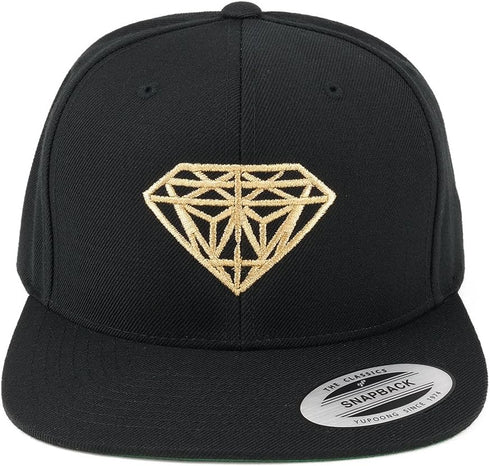 Diamond Embroidered Flat Bill Snapback Cap...