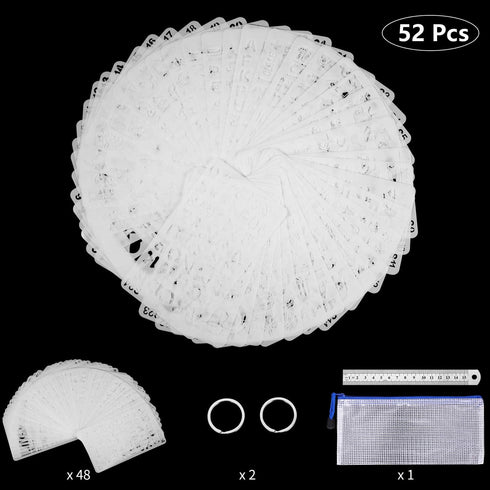 48 Pieces Journal Planner Stencils Plastic Bullet Stencil with A6 File Bag, Steel Ruler and 2 Pieces Metal Key Rings for Notebook, Diary, Scrapboo...