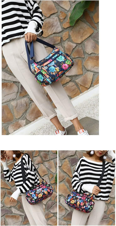 NOTAG Crossbody Bags for Women Nylon Shoulder Bag Floral Multi-Pocket Purses and Handbags...