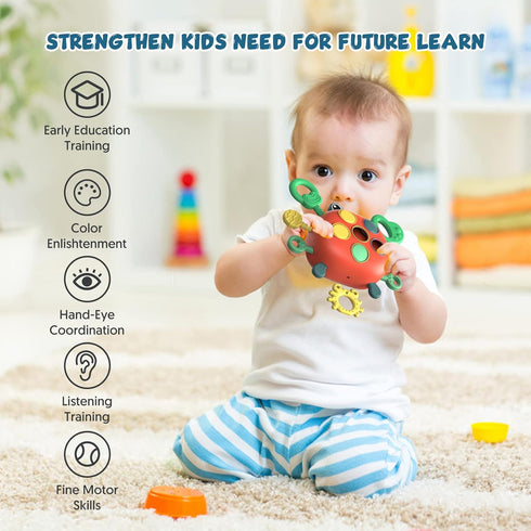 Baby Montessori Toys for 2 Year Old Boy Girl, Sensory Toddler Travel Airplane Car Seat Stroller Toys for 18+ Month, Learning Fine Motor Skills Pul...