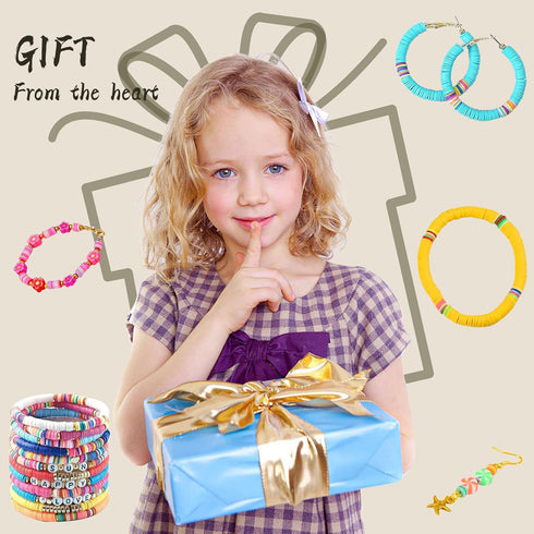 4500pcs Blue Clay Beads Kit for Bracelet Making Including 6mm Flat Polymer Clay Heishi Beads and Gold Bead Pearls Spacers Letter Beads for Jewelry...
