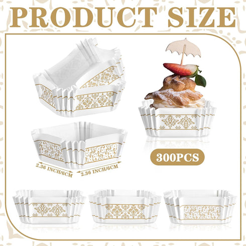 300 Pcs Square Cupcake Liners 2.36 Inches Square Baking Cups Brownie Cupcake Cups Square Paper Patterned Cupcake Wrappers for Wedding Baby Shower ...