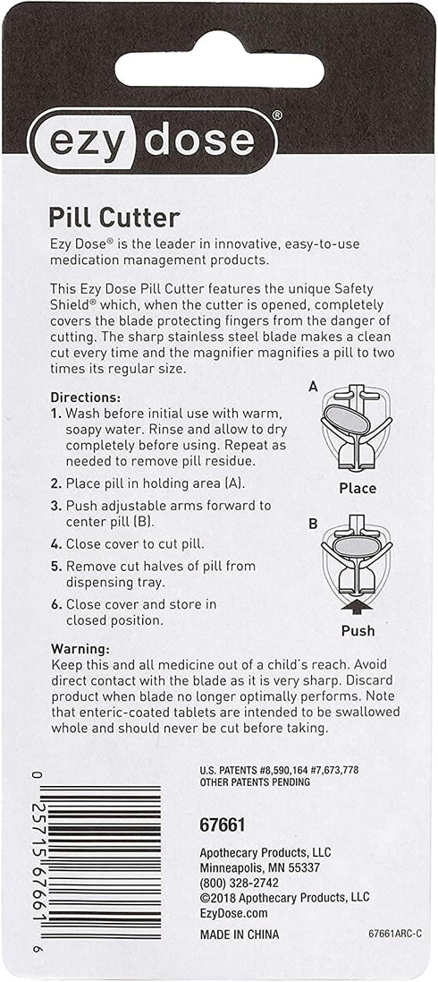 EZY DOSE Pill Cutter with Safety Shield and Magnifier, Daily Usage, Safely Cut Pills and Vitamins, Accurate and Easy Cutting, Color May Vary, BPA ...