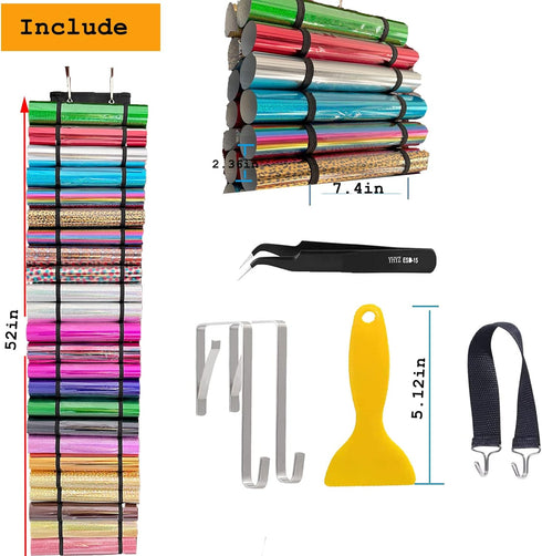 48 Compartments Vinyl Roll Storage, Vinyl Roll Holder Vinyl Organizer, Vinyl Storage Rack Wall Mount/Over The Door for Craft Room Organizers and S...