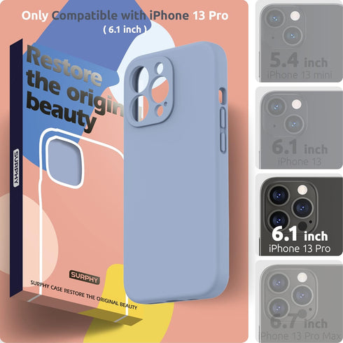 SURPHY Compatible with iPhone 13 Pro Case with Screen Protector, (Camera Protection & Soft Microfiber Lining) Liquid Silicone Phone Case 6.1 inch ...