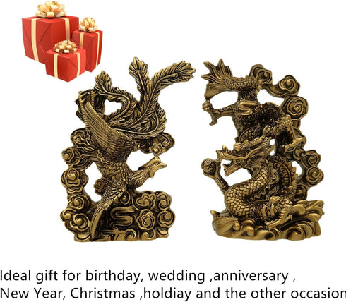 Betterdecor Feng Shui Chinese Dragon and Phoenix Statue Fgurine Decoration for Family Harmony,Love,Marriage Prosperity and Protection...