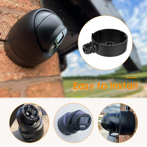 DS-1280ZJ-PT6 Black Waterproof Junction Box Mount Bracket for Bullet&Dome Cameras, Compatible with HIK IP Cameras DS-2CD2386G2-IU, DS-2CD2H83G2-IZ...