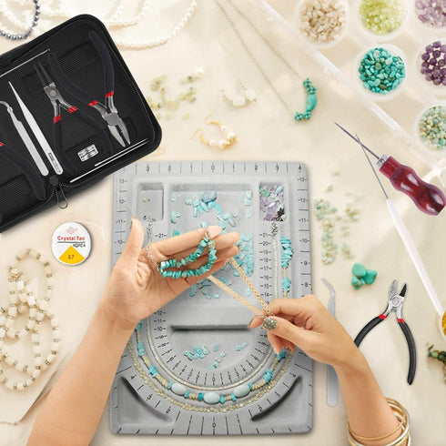 WUCID Jewelry Pliers,3.5-inch Pliers Elbow Straight Head Tweezers 12-Piece Jewelry Making Kit DIY Beaded Combination Kit Jewelry Making Supplies...